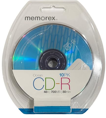 Memorex Cool Color Designer CD-R Media Blister Pack, Blue, 700MB/80 Minutes, Pack of 10 Discs