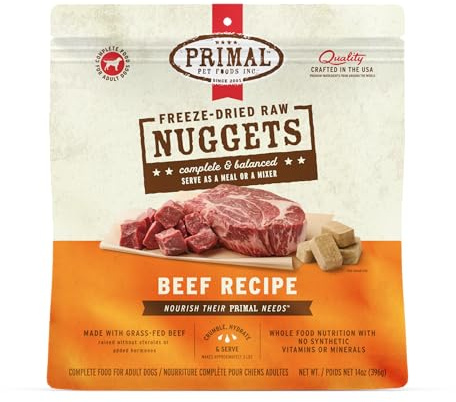 Primal Freeze Dried Raw Dog Food Nuggets, Beef, 14 oz