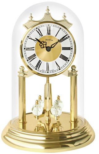 AMS Reloj anual de cuarzo, aspecto de latón con campana de cristal.