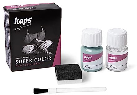 Kaps Professional Lederfarbe Super Color + Preparer für Naturleder, Synthetik und Textil (je 25 ml) zur Pflege und Reparatur von Lederschuhen in Verschiedenen Farben (164 - Pastell)