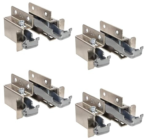 Gedotec Schrankaufhänger Metall Schrank-Aufhängung sichtbar Oberschrank | Tragkraft 100 kg | Stahl vernickelt | Küchenschrank-Halter zum Schrauben | 4 Paar (8 Stück) - Schrankhalter für Hängeschränke