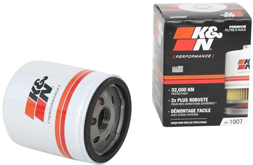 K&N Ölfilter - Patrone 76x95mm kompatibel mit Chevrolet, GMC, Cadillac, Isuzu, Pontiac, Toyota, Jeep (HP-1007), weiß