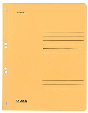 Original Falken 50er Pack Ösenhefter. Made in Germany. Aus Recycling-Karton mit ganzem Vorderdeckel, kaufmännische und Behördenheftung für DIN A4 chamois Hefter Sammelmappe Blauer Engel