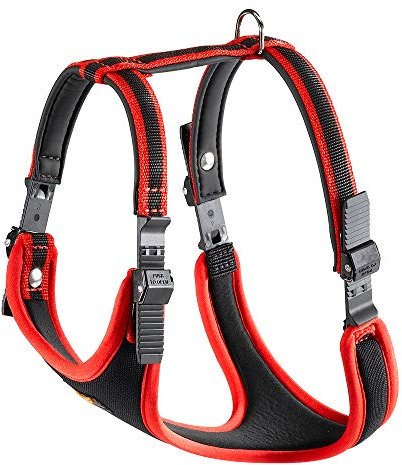 Ferplast Medium Size Dog Harness ERGOCOMFORT MEDIUM, Adjustable Dog Harness, Comfortable, Padded, Double Micro-adjustment Closure, Quick Release, Red