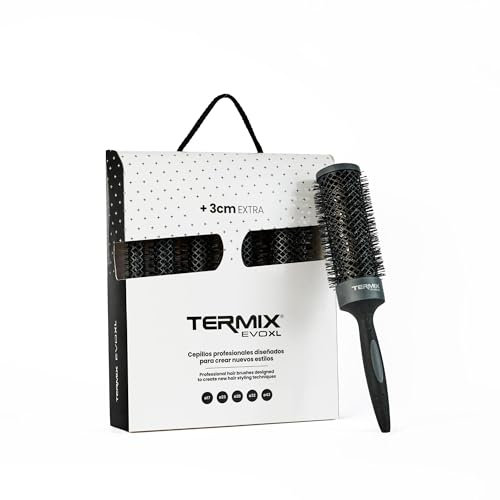 Termix Evolution XL. Thermische Rundhaarbürste mit 3 cm längerem Keramikrohr für langes Haar. Reduziert dank seiner ionisierten Fasern und des Anti-Haft-Rohrs die Trocknungszeit. Set mit 5 Bürsten. Pack 5 Haarbürsten XL