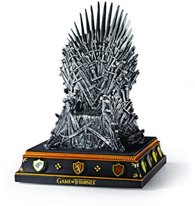 The Noble Collection Game Of Thrones Iron Throne Bookend - 7.5in (28cm) Hand Painted Bookend Stand - Game Of Thrones TV Show Props Replicas Gifts, Silver, One Size, NN0071