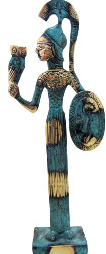 IconsGr Musée grec antique en bronze réplique d'Athéna avec hibou et bouclier (158)