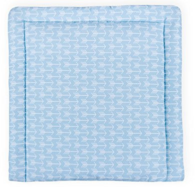 KraftKids Wickelauflage in weiße Pfeile auf Blau, Wickelunterlage 75x70 cm (BxT), Wickelkissen