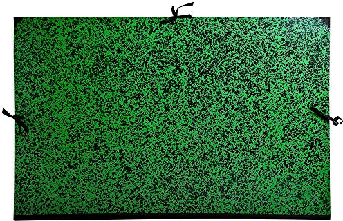 Exacompta 533200E Zeichenmappe Annonay für DIN A1 mit Verschlußband aus Stoff. Aus extra starkem Karton 3cm Rückenbreite schwarz-grün marmoriert ideal zum transportieren und aufbewahren