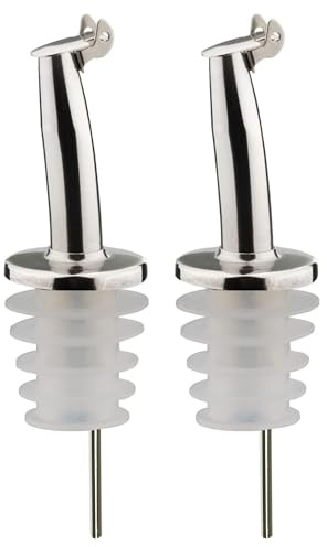 Westmark 2 Beccucci per Bottiglie di Liquori e Olio, Metallo/Acciaio Inossidabile, Tappi in Silicone, Inox Gastro, Argento, 46832280