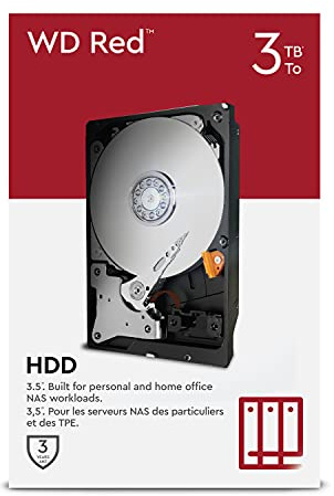 WD Red 3TB NAS 3.5 pulgadas Disco duro interno Clase 5400 r.p.m, SATA 6 Gb/s, SMR, Caché 256MB