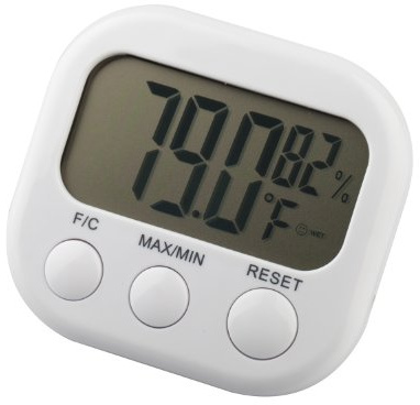 TRIXES Thermomètre intérieur numérique – LCD – °C/°F | Thermomètre avec hygromètre – Support et accroche intégrés – Idéal serre et chambre bébé