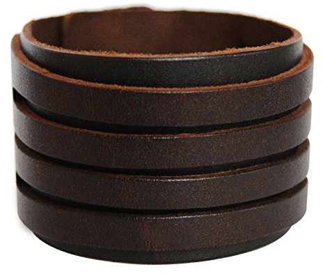 axy LAB1-17 LEDERARMBAND BREIT Serie! ECHT Leder Armband Leather Bracelet! Surferarmband Herren Schmuck (Braun)