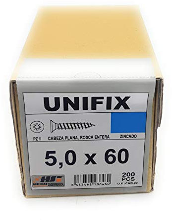 Heco Schrauben hecounifix – ganze Schraube PZ2 Gewinde 5 x 60 verzinkt