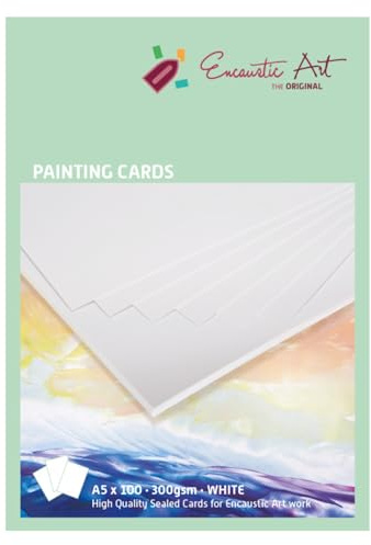 Encaustic Art The Original Malkarten A5 | 100 Blatt | Glattes Enkaustikpapier | DIN A5 Format für Enkaustik-Stift, Maleisen & Pastellkreide |Weiße Bastelpapier für Anfänger und Profis | 300gsm