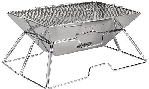 Quick Grill Large: Original Folding Charcoal BBQ Grill Made from Stainless Steel. Portable and Great for Camping, Picnics, Backpacking, Backyards, Survival, Emergency Preparation.