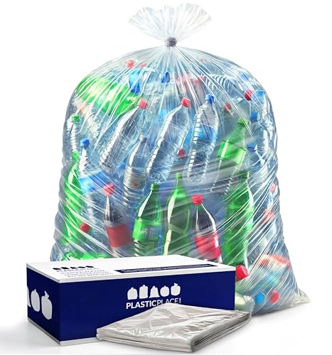 Plasticplace - W55LDC2 Lot de 50 sacs poubelle de 150 à 200 litres │ 2 mm │ Sacs poubelle transparents et résistants │ 96,5 x 147,3 cm