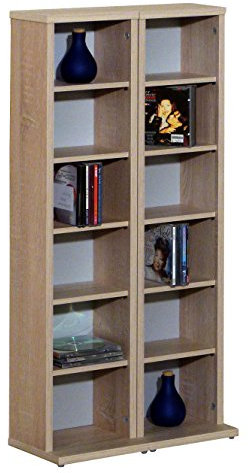 VCM Holz CD DVD Stand Regal | CD Regal mit Platz für 204 CDs oder 72 DVDs oder 40-Videos | Maße: H. 92 x B. 42 x T. 20 cm | Elegantes CD/DVD Regal | Blu ray Regal - Milano