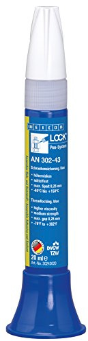 WEICONLOCK® AN 302-43 20 ml, mittelfeste, höherviskose Schraubensicherung mit Trinkwasserzulassung, blau | Schraubenkleber, höherviskos, für Gewinde bis M36, Schrauben sichern, Trinkwasserzulassung