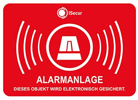 6 Alarmanlage Aufkleber 6x4 cm außenklebend rechteckig deutsch UV + wetterfest I Hinweis Achtung Alarmgesichert für Fenster-Scheibe Tür Gebäude Objekt Garage Auto Sticker rot I hin048