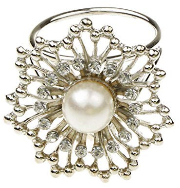 Fenteer Tuchhalter Tuchring Strass Schal Clip Schalring Schalhalter für Party Alltagslebensleben, Silber