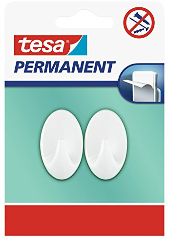 Tesa 66602-00000-00 2 x Ganci Permanenti Ovali, S, Bianco