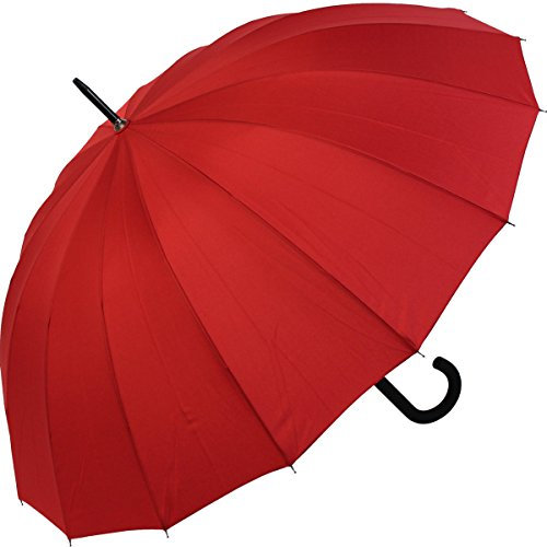 iX-brella Long – Parapluie de qualité supérieure en 16 pièces avec mécanisme automatique résistant aux tempêtes, rouge, 100, Parapluie automatique