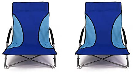 Nalu Folding Low Camping Chair Lightweight Foldable Portable Garden Beach Seat - Blue (2-pack)