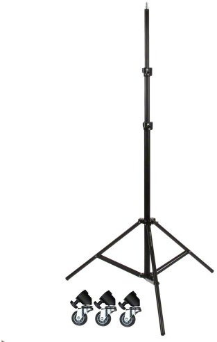 Walimex pro AIR 280 FW-806 Lampenstativ 280cm + Rollen - Lichtstativ mit Luftfederung und Stativrollen, Höhe max 290 cm, 6 kg Traglast, Aluminium, Leuchtenstativ für Fotografie Studio Outdoor