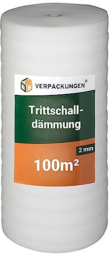BB-Verpackungen 100 m² Trittschalldämmung (2 mm stark, sehr gute Schall- und Wärmedämmung) - Sets zwischen 50 m² und 500 m²