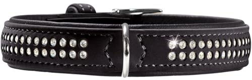 HUNTER SOFTIE DELUXE Hundehalsband, Kunstleder, glitzernde Strasssteine, 40 (XS-S), schwarz