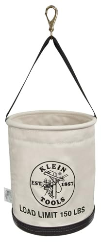 KLEIN TOOLS 5109SLR Canvas Bucket, All-Purpose Tool Bucket with Plastic Bottom with Drain Holes, Load Rated Up to 150-Pounds