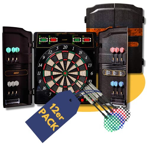 Best Sporting Dartscheibe elektronisch Oxford Evolution I E-Dartscheibe mit LED-Anzeigen, inkl. 12 Dartpfeile & 42 Ersatzspitzen I 1-16 Spieler I 27 Spiele -159 Varianten