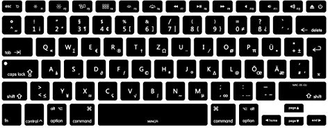 MiNGFi Deutsche QWERTZ 2008-2017 MacBook Tastaturschutz, EU/ISO, Schwarz | Für MacBook Pro 13 A1278 A1425 A1502 Air 13 A1369 A1466 Pro 15 A1398 A1286 Pro 17 A1297 Tastaturlayout, Silikon