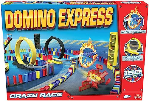 Domino Express Crazy Race, Konstruktionsspielzeug ab 6 Jahren, Domino Spiel mit Dominosteinen für Kinder