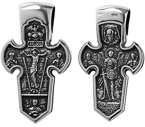 NKlaus Anhänger für Damen echtes 925er Sterlingsilber, Silber, 1 Stück | orthodox; Kreuz; Kruzifix; Höhe: 40mm; Breite: 23mm; Gewicht: 10,3g; 10,3g; 40mm; 23mm; 8mm