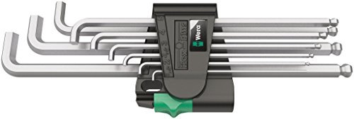 Wera 950 Hex-Plus 4 Chrome-plated Hex-Key Set, Metric, 1.5-10 mm, 9 Piece, 05073594001, Silver