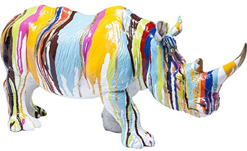 Kare Design Deco Figurine Rhino Colore, Multicoloured, Animal Figures, Gift Idea, Room Decor, Home Decor for Living Room, Bedroom, Hallway, 26x55x17 cm (H/W/D)