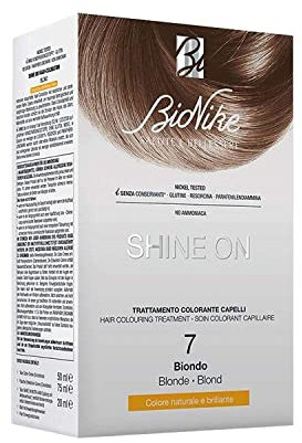 Bionike Shine On - Trattamento Colorante Capelli N.7 Biondo, Kit Tinta Senza Ammoniaca, Azione Nutriente e Protettiva, Dona un Colore Naturale e Brillante, Copre i Capelli Bianchi