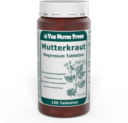 Mutterkraut Magnesium vegane Tabletten 150 Stk. - Tanacetum parthenium - Magnesium trägt zur Verringerung von Müdigkeit bei - The Nutri Store - Made in Germany