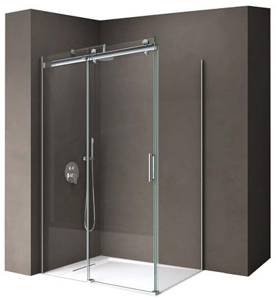 doporro Duschkabine 80x140x195cm Duschabtrennung mit Schiebetür inkl. Duschtasse in Weiß ESG-Sicherheitsglas Klarglas inkl. beidseitiger Easy-Clean-Beschichtung Ravenna17