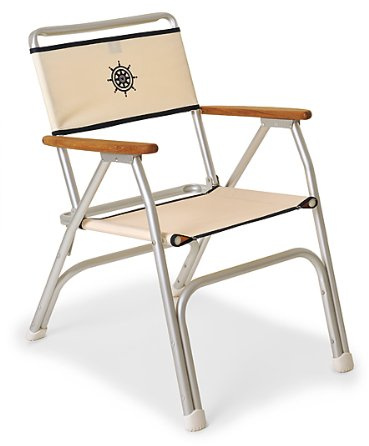 FORMA MARINE Boat Chair Off White Deck Folding Marine Aluminum Teak Furniture M100W