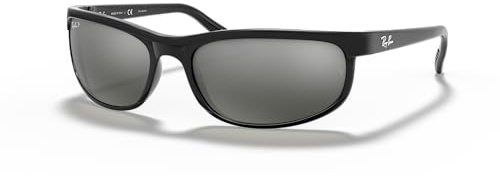 Ray-Ban Mens RB2027 Predator 2 Rectangular Sunglasses, Black/Polarized Dark Grey, 62 mm