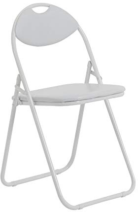 Harbour Housewares White Padded Folding Chairs - Pack of 1 Portable Folding Chairs for Dining, Office, Vanity, Makeup, Study & Home Soft Padded Seating Small Desk Seats