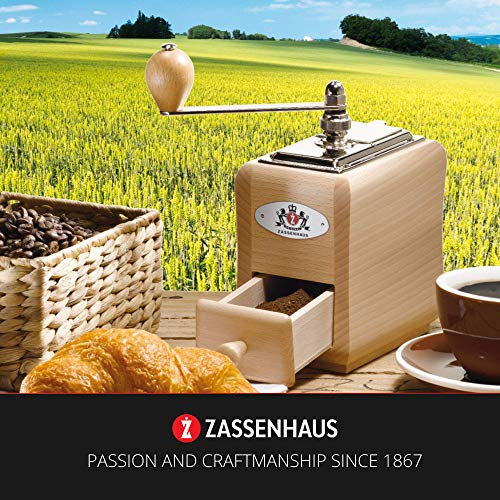 Zassenhaus 040098 Kaffeemühle Santiago, Holz, Natur, 19,8 x 8,9 x 14 cm, Braun
