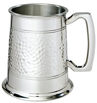Wentworth Pewter Half Hammered Tankard - Classic 1 Pint Beer Mug (1 Pint Hammered)