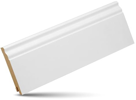 KGM Sockelleiste Hamburger Profil MDF - Weiß, 2400 x 19 x 100 mm, 1 Stück | Fußleiste, foliert, RAL9016, für PVC, Vinyl, Laminat, Parkett, Clip-, Schraub- oder Klebemontage, PEFC-zertifiziert