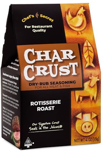Char Crust Dry-Rub Seasoning, Rotisserie Roast, for Chicken, Prime Rib, Roasts and Potatoes, 4-Ounce (Pack of 1)