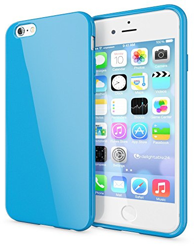 NALIA Handyhülle kompatibel mit iPhone 6 6S, Ultra-Slim TPU Silikon Jelly Case, Dünnes Cover Gummi Schutz-Hülle Skin, Etui Handy-Tasche Telefon-Schale Thin-Fit Back-Cover Smart-Phone Bumper - Blau