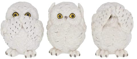 Nemesis Now Figurine Trois Hiboux de la Sagesse 8 cm Blanc